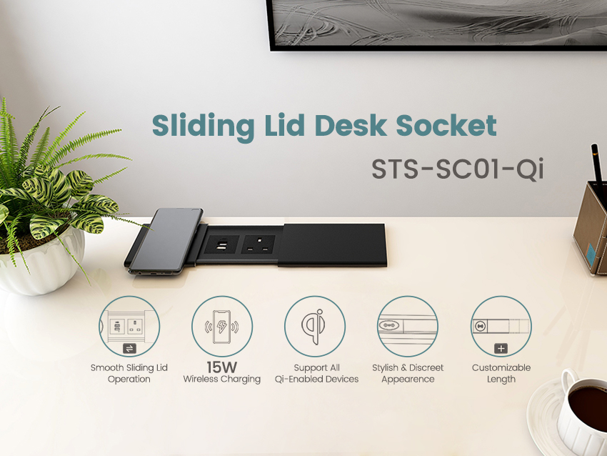 Stylish in-desk power and charging solution to visually enhance your workplace