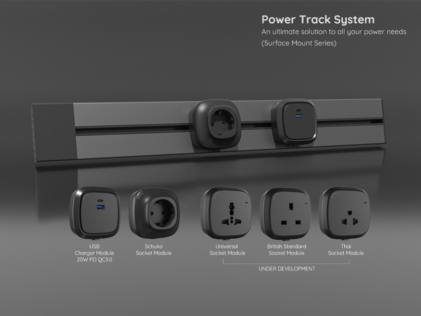 Sleek, practical, and efficient - that's our SPT Series Surface Mount Power Track Socket!