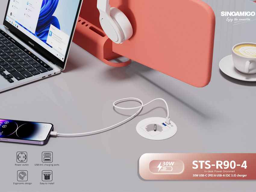 Fast Charging Reimagined: Meet the STS-R90-4 Series In-Desk Power Grommet