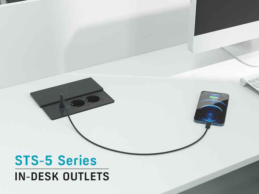 STS-5 series In-Desk Outlets: Create a functional and stylish workspace.
