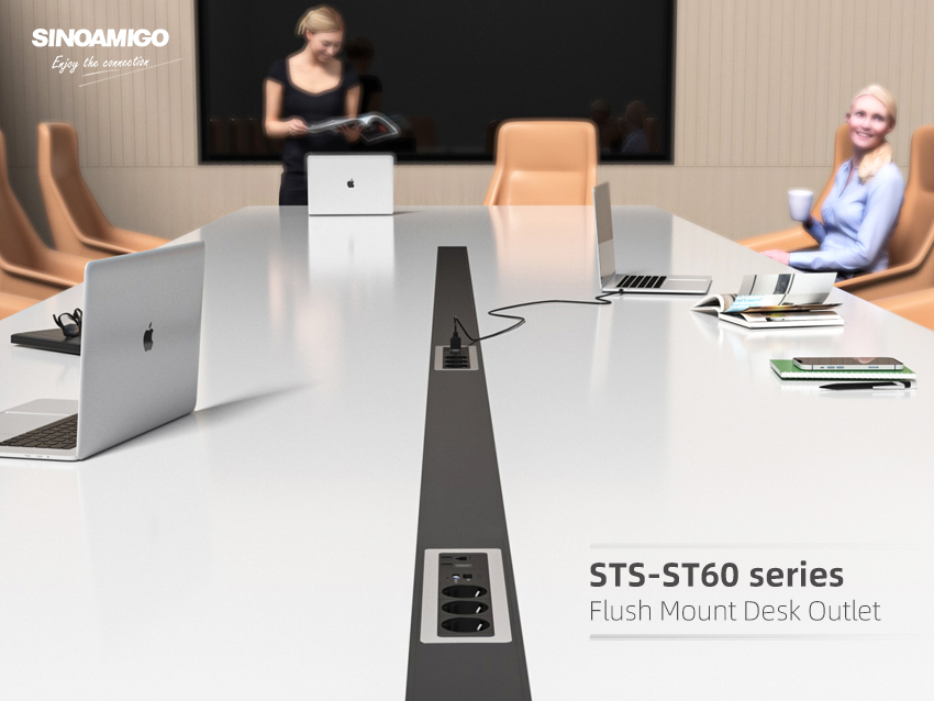 Elevate your workspace aesthetics with our STS-ST60 series flush mount desk outlet.
