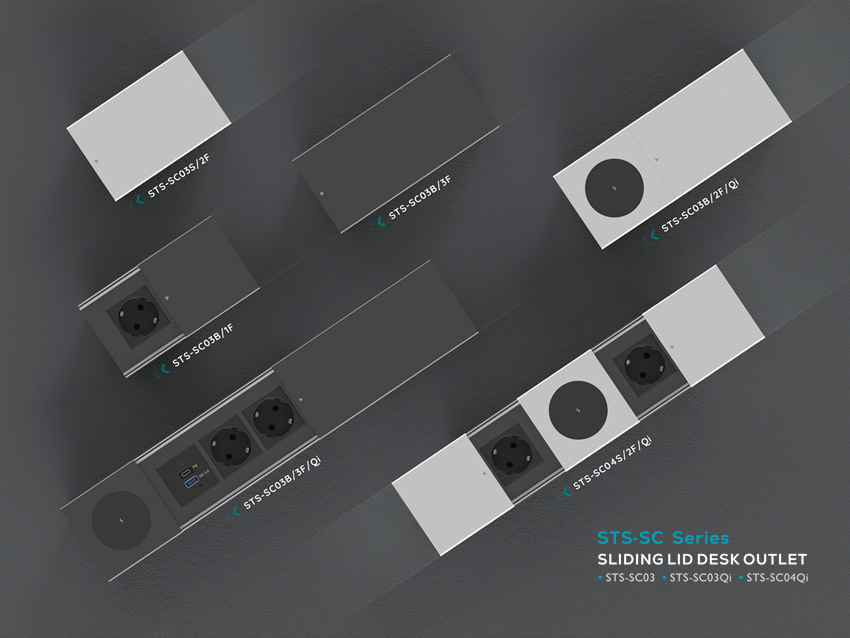 STS-SC Series Sliding Lid Desk Outlets: Slide into Convenience!