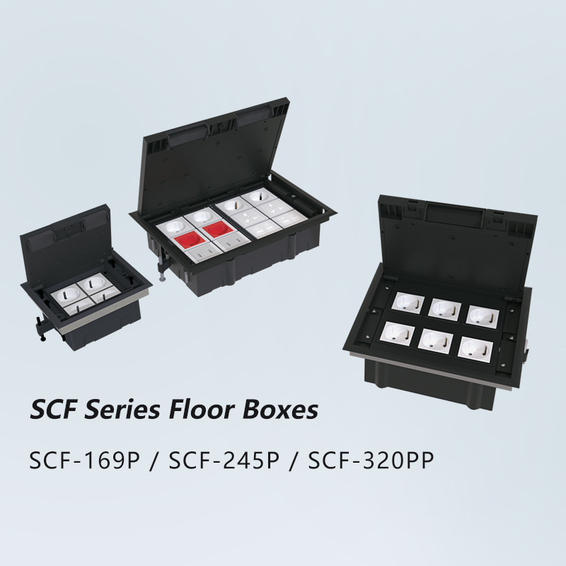 SCF series Integrated Floor Outlet Boxes for raised access floor applications